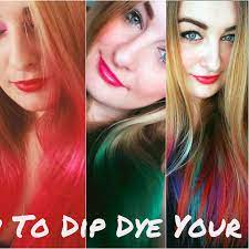 A dip dye creates ⅓ dark roots and ⅔ lightened lengths, using the tips of the ears as a point of reference for where to start the shading effect. Hair Diy How To Dip Dye Your Hair Bellatory