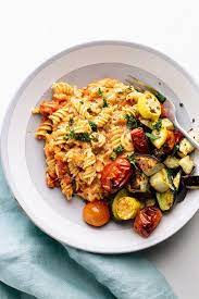 Cheesy Rotini Pasta With Roasted Vegetables Recipe Roasted Vegetable Pasta Healthy Pasta Dishes Yummy Pasta Recipes