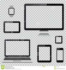 Set Of Realistic Computer Monitor Laptop Tablet Mobile Phone Smart Watch And Gps Navigation Gps Navigation System Gps Navigation Computer Vector