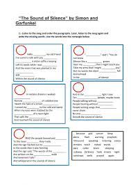 Simon And Garfunkel The Sound Of Silence Interactive Worksheet