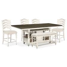 Charleston Counter Height Kitchen Island 4 Stools And Bench White Value City Furniture And Mattr Counter Height Dining Table Furniture Reclining Furniture