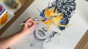 Bird Of Paradise Drawing Funny Birds Of Paradise Blindfolded By Polina Bright Birds Blindfolded Bright Illustration Paradise Polina Watercolor Watercolor Brushes Drawing People