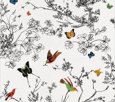 Schumacher Birds And Butterflies Wallpaper F Schumacher Birds Butterflies In Multi On White Wallcoverings 2704420 Shop The Full Li Schumacher Wallpaper Powder Room Wallpaper Butterfly Wallpaper