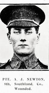 Private A. J. Newton, 8th Southland Company, wounded