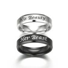 His Beauty And Her Beast Couples Titanium Ring Set Titanium Ring Set Titanium Wedding Rings Wedding Rings