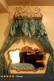 Iron bed crown in antique gold. Metal Wall Teester Bed Canopy Drapery Bed Crown Hardware Sculpture Che Octorose