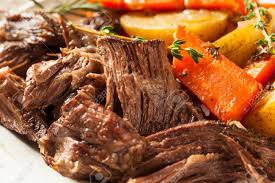 Lay the chuck roast on top of the veggies and season with salt and pepper on both sides. Homemade Slow Cooker Pot Roast With Carrots And Potatoes Stock Photo Picture And Royalty Free Image Image 53875292