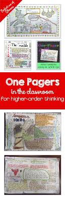 One Pagers Assessment For Higher Order Thinking Skills Adventures In Teaching One Pagers Are Gr Middle School Reading English Classroom Teaching Literature