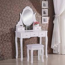 Maybe you would like to learn more about one of these? White Dressing Table With Mirror 5 Drawers Model July Woltu Eu