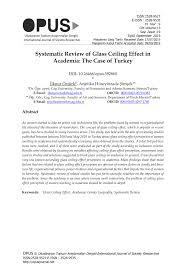 Pdf Systematic Review Of Glass Ceiling Effect In Academia The Case Of Turkey