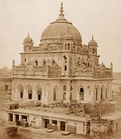 View of the principal gateway into the Kaiserbagh, Lucknow, c. 1858. The Kaiserbagh complex was built by Nawab Wajid Ali Shah (ruled 1847-56), and was much damaged and looted in 1858. A