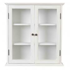 Armoire Murale En Bois Blanc Portes Vitrees Campagne Et Style Wooden Cabinets Bathroom Medicine Cabinet Small Furniture