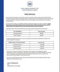 Let us tell you all that the covishield consists of 54.72 lakh vaccine doses and transfer to 13 locations in india from the serum institute of india on tuesday. Ani On Twitter Following The Govt Of India Directives We Are Announcing The Prices Of The Covishield Vaccine Rs 400 Per Dose For State Governments And Rs 600 Per Dose For