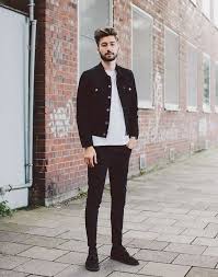 Suede Black Dedert Boots Slim Black Jeans White Tee And Black Levi Denim Jacket Mens Fashion Denim Mens Street Style Black Denim Jacket Men