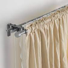 Racka Hugad Triple Curtain Rod Combination Silver Color Ikea Double Rod Curtains Ikea Curtain Rods Double Curtains