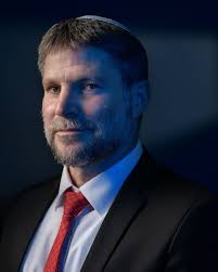 Bezalel Smotrich, Israel's Finance Minister and leader of the far-right  faction of the government coalition. The portrait was taken for the cover  of 7 Days magazine, a few days before the hostage