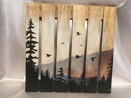 Birds In Flight Pallet Board Painting Silhouette Gift Idea Gift 4 Him Her Hand Painted Wood Ca Pallet Wall Art Wood Canvas Pallet Painting