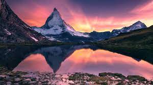 Fantasy Landscape Lake Sunset Mountains