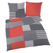 Biber Bettwasche Kettenmuster 155x220 Rot Grau Biber Bettwasche Microfaser Bettwasche Big Sofa Mit Schlaffunktion