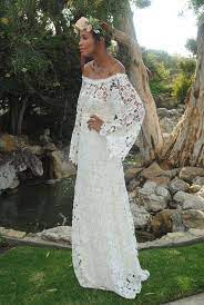 Handmade Bell Sleeve Crochet Lace Bohemian Wedding Dress Off Etsy Lace Dress Vintage Wedding Dresses Lace Bohemian Wedding Dress Lace
