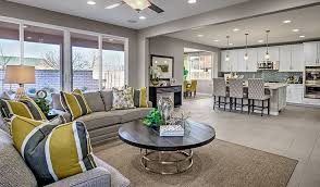 Sliding Glass Doors Flood This Open Palmdale Ca Great Room With Natural Light Fleming Plan By Richmond American Home Design Salas Living Room House Design