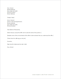 Job Offer Acceptance Letter For Word
