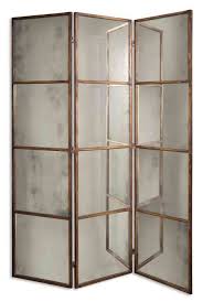 3 Panel Antiqued Gold Mirrored Folding Screen Mirror Room Divider Antique Gold Mirror Room Divider