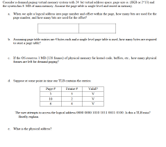 Solved Consider A Demand Paging Virtual Memory System Wit