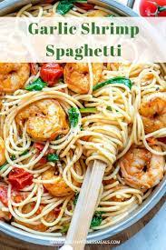 Shrimp Spaghetti Recipe Shrimp Spaghetti Easy Pasta Dishes Cooked Shrimp Recipes