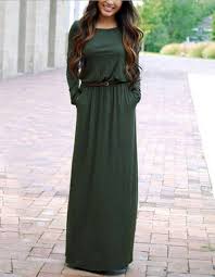 Long Sleeve Belted Casual Loose Fall Maxi Dress With Pocket Modest Dresses Fashion Maxi Dress With Sleeves