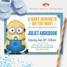 Despicable Me Minions Baby Shower Invitation Printable Invitation Red Head Invites Minion Baby Shower Baby Shower Invitation Cards Baby Shower Invitations