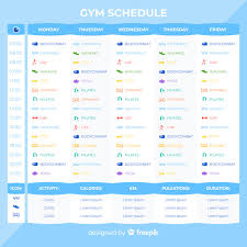 gym or fitness schedule template free