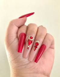 They're just screaming for an oscar acceptance speech complete with tears. Custom Press On Nails Size Small Long Coffin Xmas Red W Red Rhinestones Ebay
