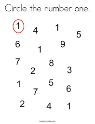 Circle The Number One Coloring Page Twisty Noodle Alphabet Worksheets Preschool Kids Math Worksheets Preschool Math Worksheets