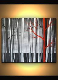 Acrylic Black And White Canvas Painting One Of A Kind Original Art For The Office Black White Red Abstract Trees Painting Landscape Artwork Canvas Wall Hanging Decor With Images Abstract Tree Painting White Painting Metal Tree Wall