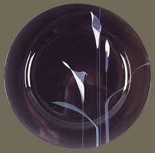 Vintage 1980s Mikasa Japan Opus Black Fk701 Round Chop Plate Platter Purple And White Calla Lilies With Greenery On Black Galleria Mikasa Platters Antique Glassware