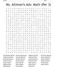 Ms. Altimari's Adv. Math (Per 3) Word Search