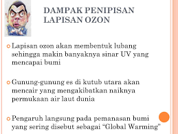 Bahwa ozon dengan lapisan ozonnya yang melindungi bumi dari radiasi sinar sayangnya lapisan pelindung radiasi ultarviolet ini semakin mengalami penipisan bahkan kerusakan. Menipisnya Lapisan Ozon Ppt Download