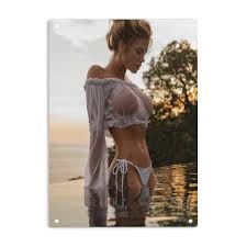 Amazon.com: LQNMPPH Hot Model Blonde Sexy Bikini Girl With Big Boobs at the  pool Sign Metal Tin Sign Poster for Home Cafes Bars Pub Man Cave Wall Decor  Plaque Sign 12x8 Inch :