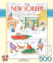 Galison feathers 500 piece jigsaw puzzle for adults and families, bird feather foil puzzle with 500 pieces and bird feathers from around the world. Snow Day The New Yorker 500 Pieces New York Puzzle Co Puzzle Warehouse