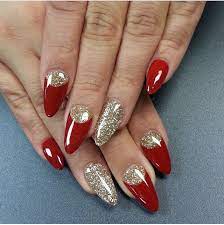 Check spelling or type a new query. Red And Gold Almond Nails Gold Glitter Nails Christmas Nails Acrylic Red Nails