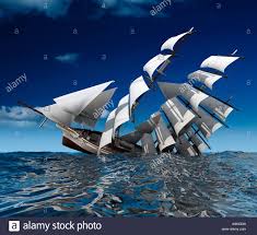 sailing ship sinking stock photo alamy