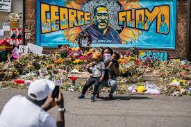 Black america web featured video. George Floyd Mural In Minneapolis Defaced With Black Paint