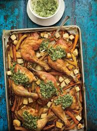 Cuisses De Poulet Au Jus De Cornichons Et Sauce Aux Herbes Ricardo Recipe Herb Sauce Chicken Leg Recipes Recipes