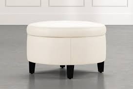 It give a more rustic feel that some may feel are more suitable for their home. Perch White Leather Small Round Storage Ottoman Living Spaces