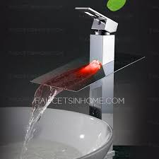The high spout rotates 360 degrees and features generous clearance for tasks from food prep to cleanup. Modern Heightening Waterfall Vessel Mount Led Automatic Sink Faucet