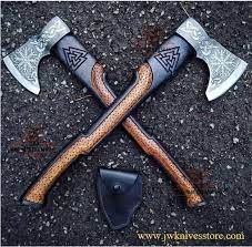 We stock all types of viking axes included very historically accurate forged axes. Handcrafted Carbon Steel Viking Axe Valknut Work Tactical Axe Viking Style Jw Knives Store
