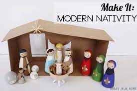 Wooden Diy Nativity Set For A Modern Holiday Nativity Crafts Diy Nativity Nativity Scene Diy