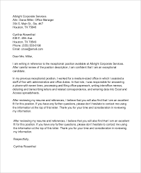 Job application letter sample for office. Free 6 Sample Receptionist Cover Letter Templates In Ms Word Pdf