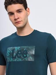 Buy Lee Teal Slim Fit Printed T-Shirt for Mens Online @ Tata CLiQ